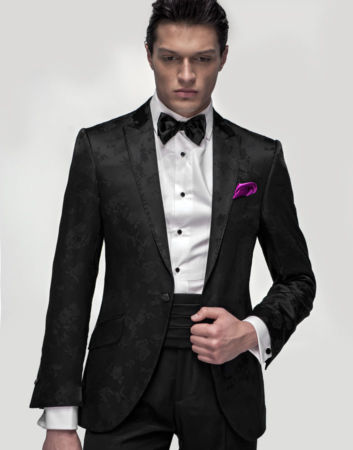ONGala 279 - Chaqueta novio jacquard acetato lana negro