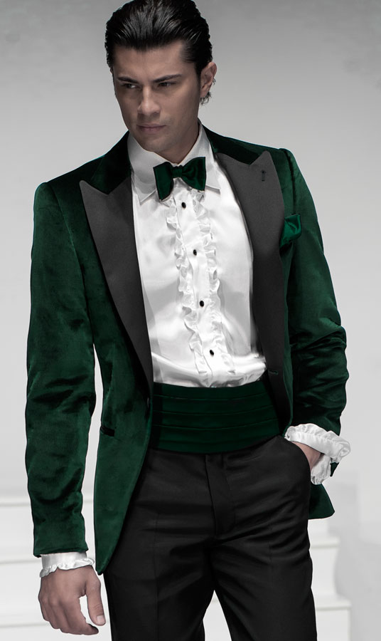 ONGala 391 - Chaqueta esmoquin en terciopelo verde