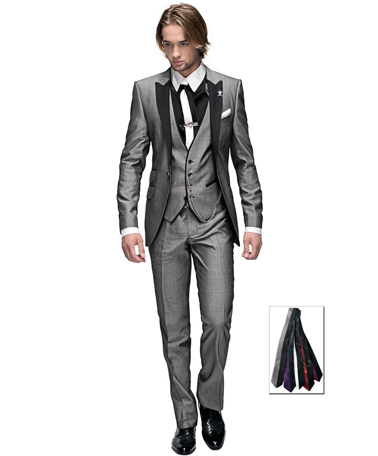 ONGala 692 - Traje italiano mixto mohair gris