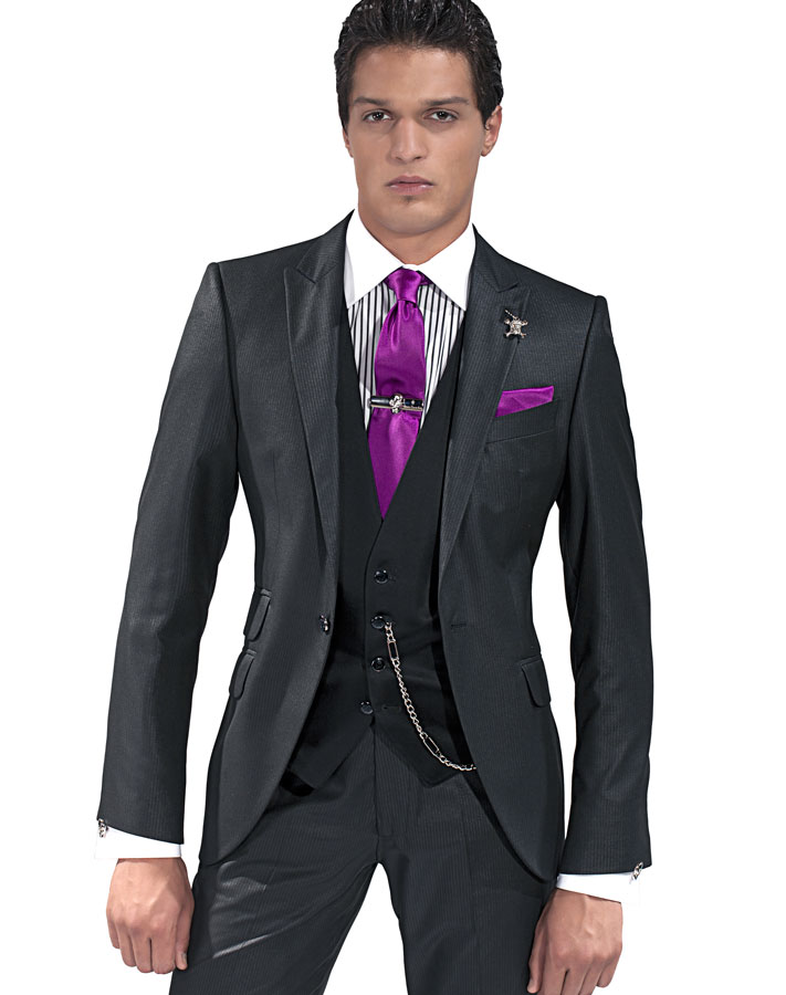 ONGala 691 - Traje italiano mixto viscosa negro