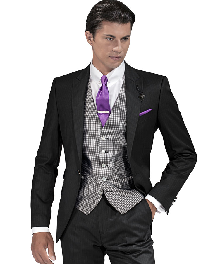 ONGala 694 - Traje de novio italiano raya diplomática negro