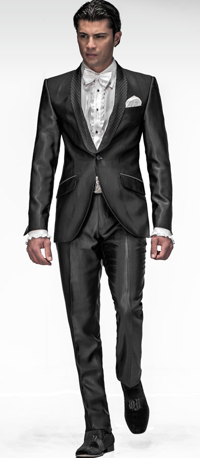ONGala 443 - Trajes de novio italianos tejido ottoman negro