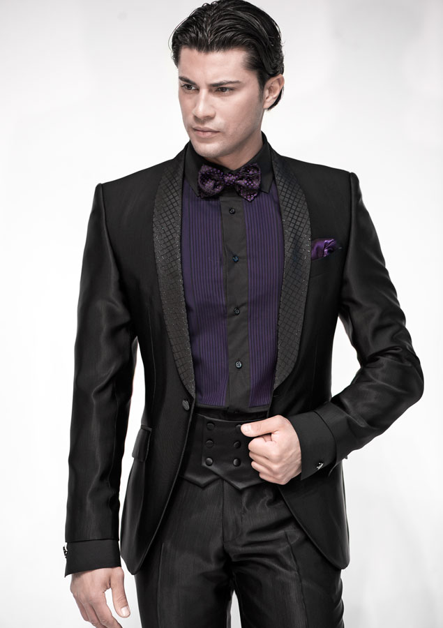 ONGala 288 - Traje moda italiano tejido ottoman negro