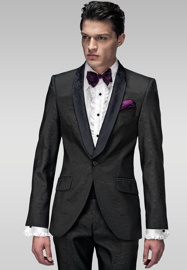ONGala 463 - Traje moda italiano adamascado negro