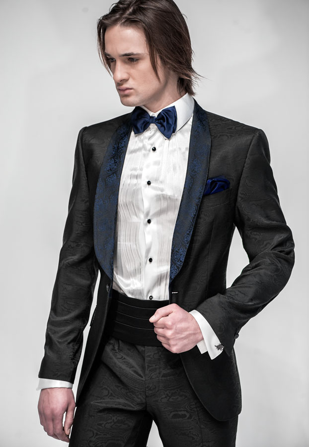 ONGala 464 - Trajes de novio modernos adamascado negro
