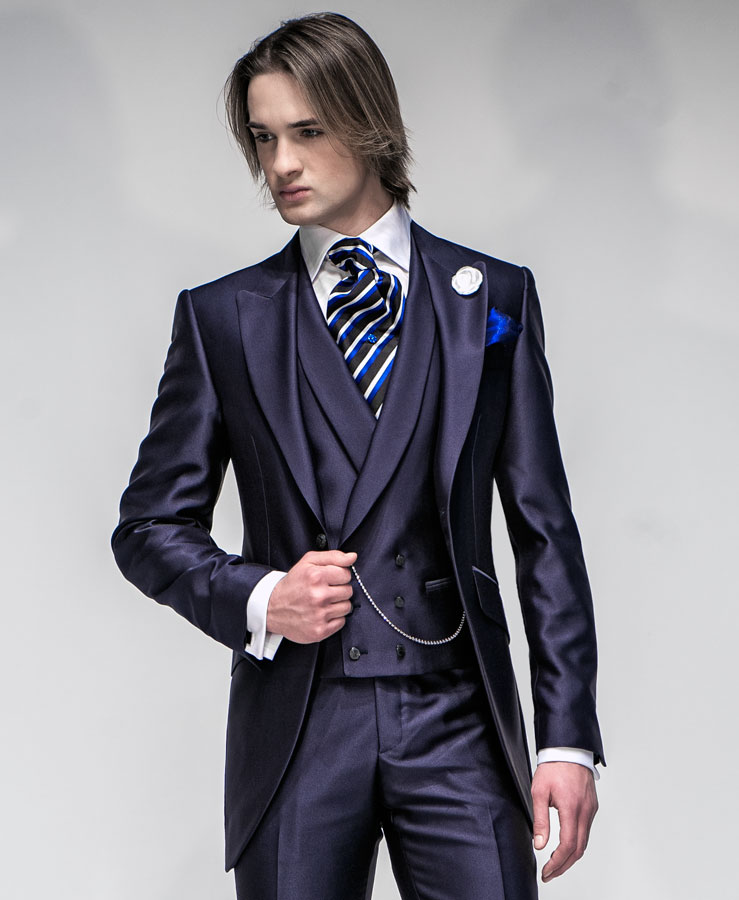 ONGala 406 - Traje de novio italiano en mixto viscosa azúl