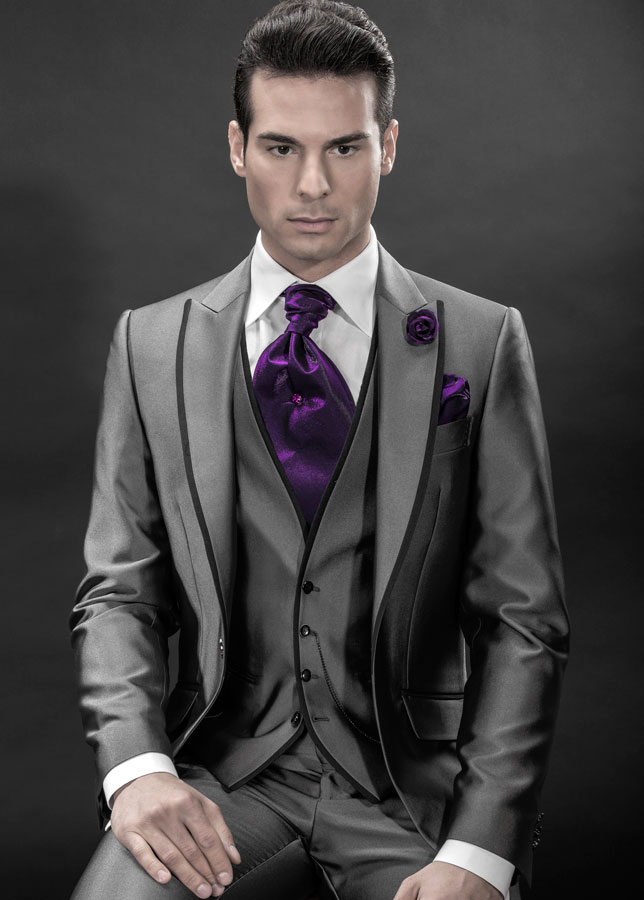 ONGala 410 - Trajes de novio italianos mixto viscosa gris oscuro