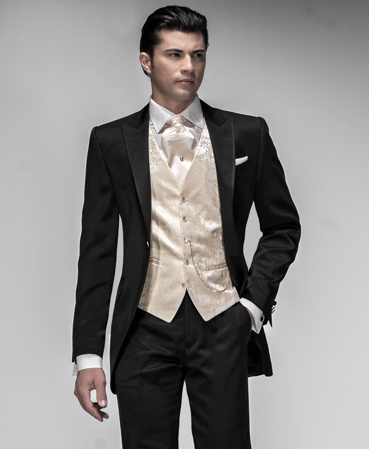 ONGala 129 - Traje de novio italiano semilevita faille horizontal