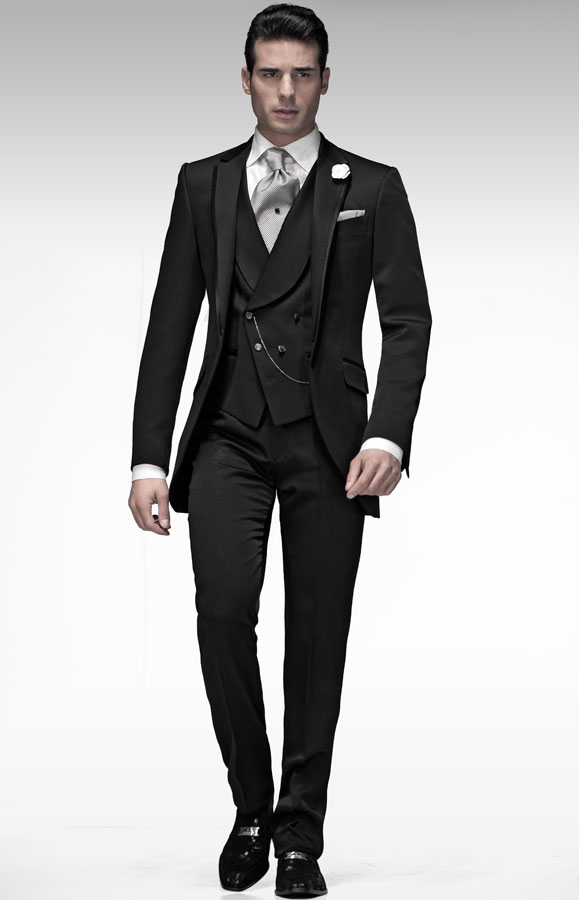 ONGala 126 - Traje de novio italiano semilevita ottoman negro