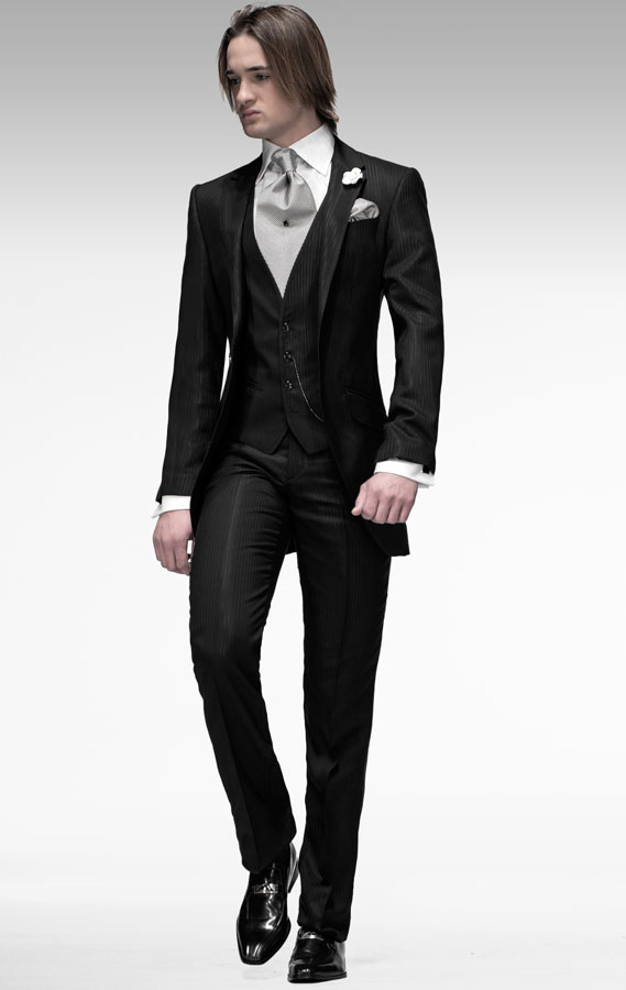 ONGala 52 - Traje de novio italiano semilevita acetato viscosa negro