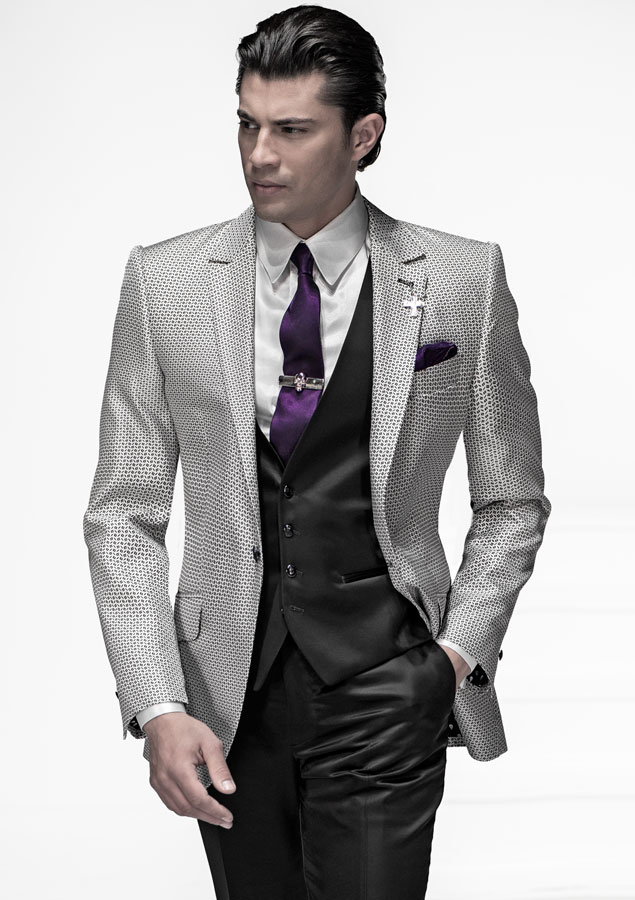 ONGala 459 - Chaqueta Moda en seda Jacquard gris