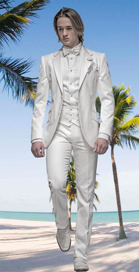 ONGala 240 - Traje de novio italiano en piqué blanco