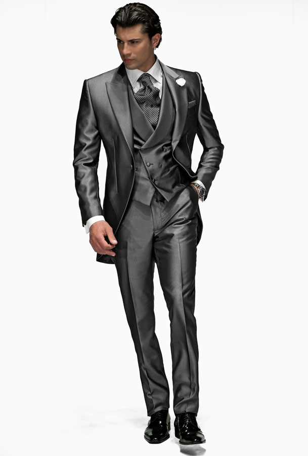 ONGala 367 - Trajes de novio novio con semilevita Redingote en mixto viscosa gris oscuro