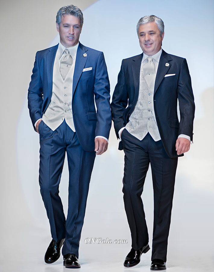 ONGala 705 - Trajes de novio modernos en acetato viscosa azúl
