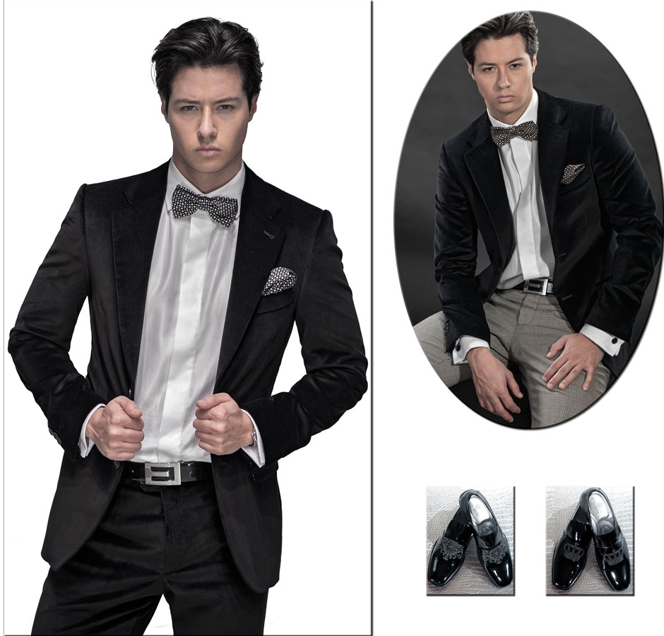 ONGala 388 - Traje de novio italiano en terciopelo negro