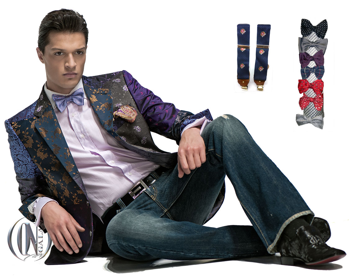 ONGala 537 - Chaqueta Patchwork en seda tonos azúl