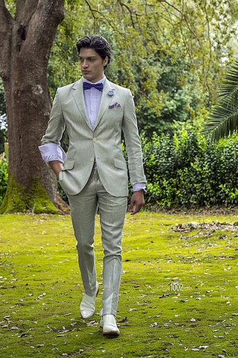 ONGala 1002 - Traje para novio en lino efecto metálico gris