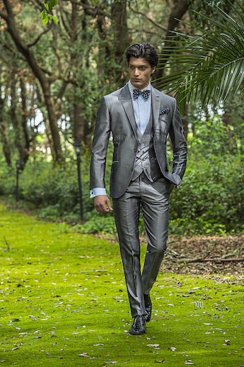 ONGala 1011 - Traje para novio en shantung gris plata