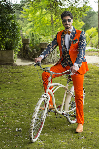 ONGala 1029 - Traje de novio patchwork raso algodón naranja