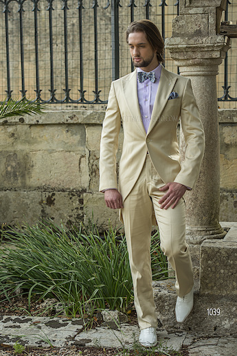 ONGala 1039 - Trajes de novio semilevita raso algodón beige