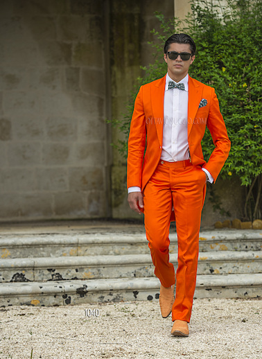 ONGala 1040 - Trajes para novio semilevita raso algodón naranja