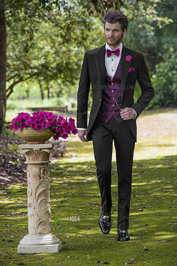 ONGala 1054 - Trajes de novio italianos semilevita negro