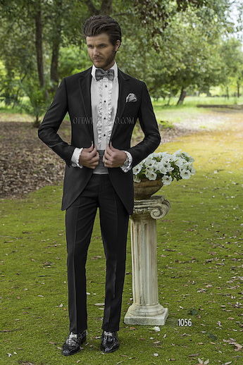 ONGala 1056 - Traje de novio semilevita acetato viscosa negro