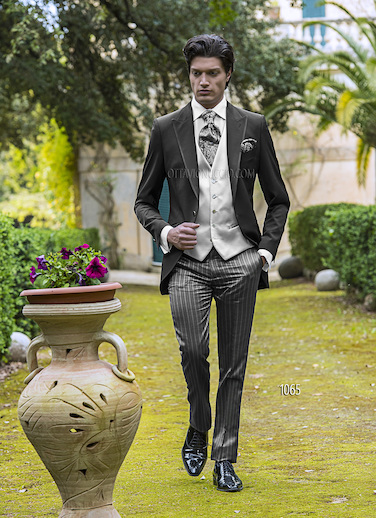 ONGala 1065 - Trajes para novio italianos semilevita negro