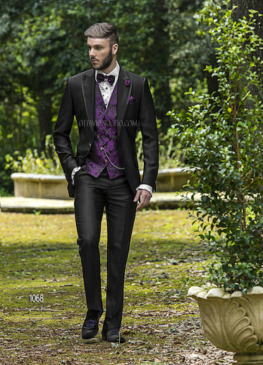 ONGala 1068 - Trajes de novio italianos en ottoman de acetato lana negro