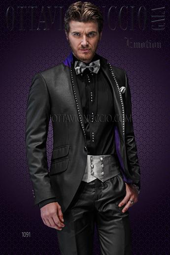 ONGala 1091 - Traje para novio mixto viscosa negro