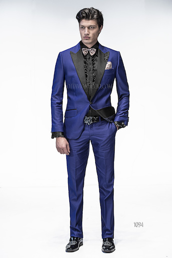 ONGala 1094 - Traje de novio en mixto viscosa azúl royal