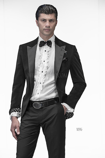 ONGala 1096 - Trajes de novio italianos en terciopelo negro