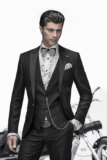 ONGala 1099 - Traje de novio en shantung negro