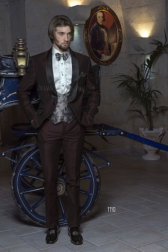 ONGala 1110 - Traje para novio italiano mixto viscosa lana mohair bordeaux