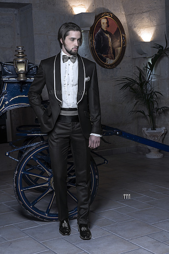 ONGala 1111 - Trajes de novio italianos en viscosa poliéster negro
