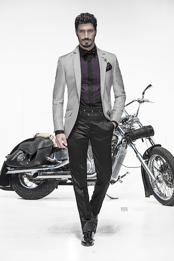 ONGala 1135 - Trajes para novio con chaqueta seda jacquard gris