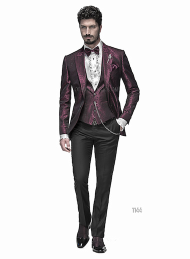 ONGala 1144 - Trajes de novio con chaqueta jacquard fucsia