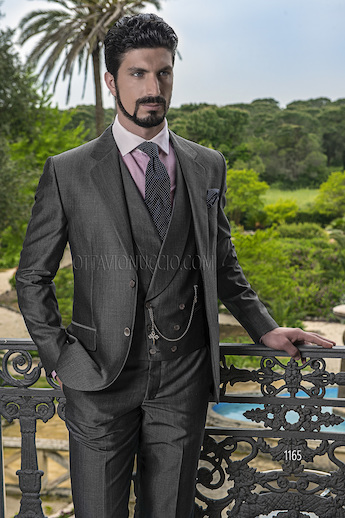 ONGala 1165 - Trajes de novio lana poliéster mohair gris