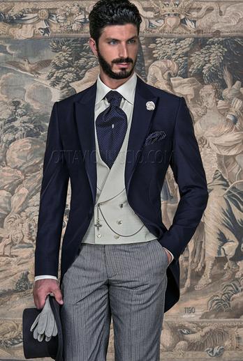 ONGala 1190 - Traje semilevita para novio azúl royal