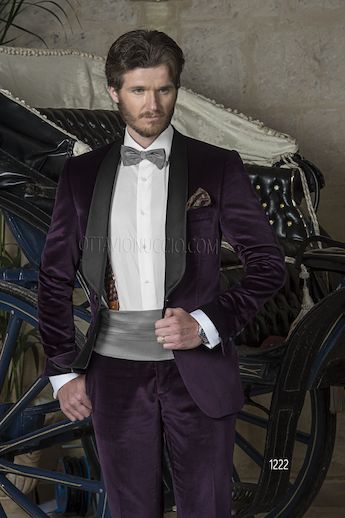 ONGala 1222 - Trajes para novio con Chaqueta en terciopelo viola