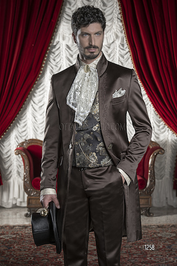 ONGala 1258 - Bronze Tone Satin Dress for Groom with Tonal Embroidery