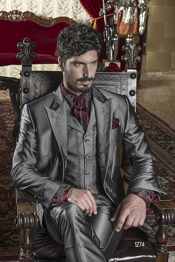 ONGala 1274 - Dark Grey Dress for Groom with Black/Silver Tone Embroidery