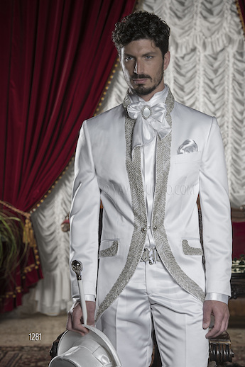 ONGala 1281 - White Satin Dress for Groom with Diamante Trimming