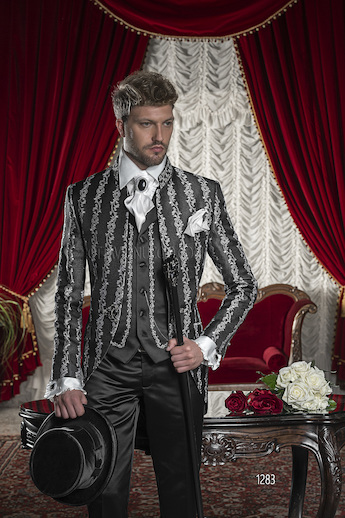 ONGala 1283 - Dress for Groom with Black Brocade Jacket and Trimming
