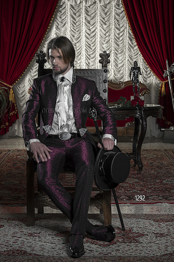 ONGala 1292 - Purple Brocade Dress for Groom with Trimming