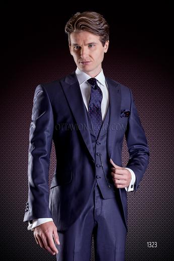 ONGala 1323 - Traje de ceremonia hombre azul marino con chaleco cruzado