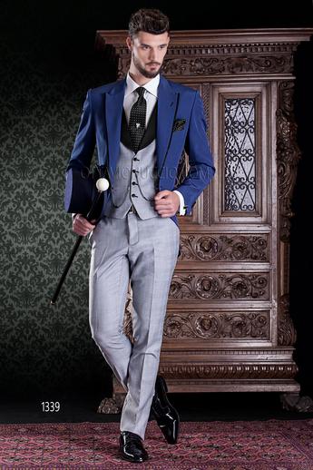 ONGala 1339 - Traje de novio moderno con chaqueta azul eléctrico