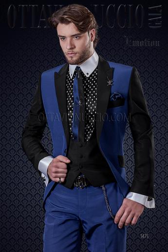 ONGala 1475 - Traje de novio patchwork azul y negro