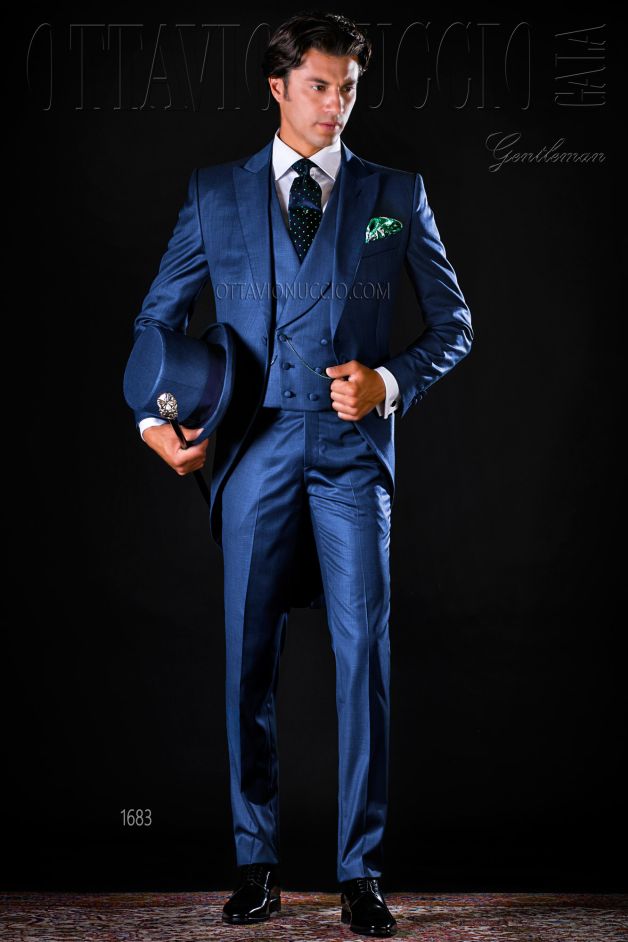 ONGala 1683 - Three piece blue morning suit