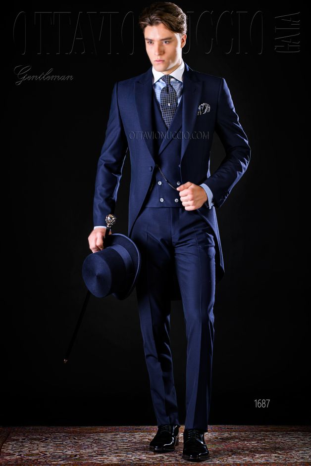 ONGala 1687 - Midnight blue long tail suit